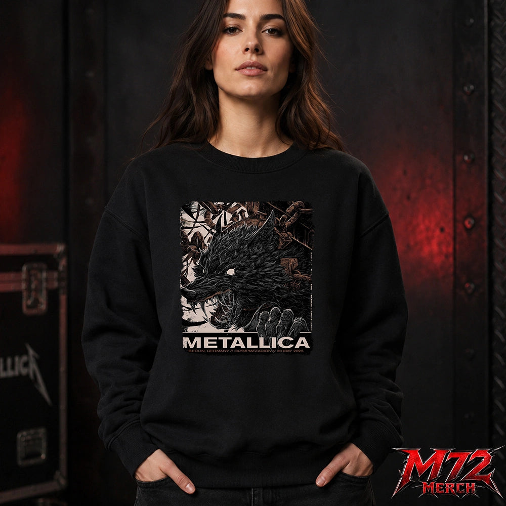 Metallica M72 World Tour May 30 2026 At Olympiastadion Berlin Germany Wolf Eclipse Artwork Sweatshirt